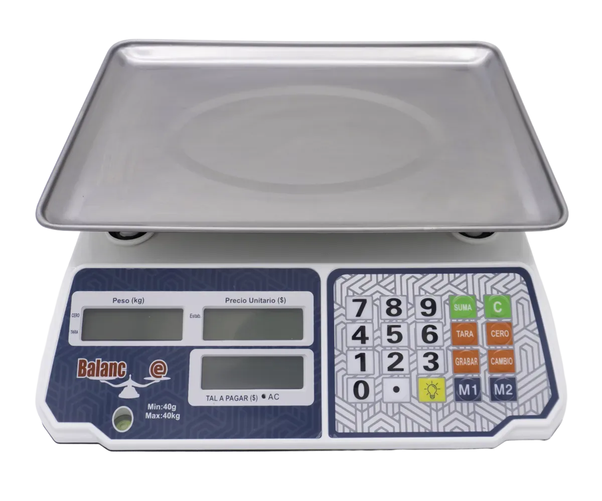 Báscula marca balance peso-precio 40KG/2g. LCD, compacta, bascula, se vende en caja de 5