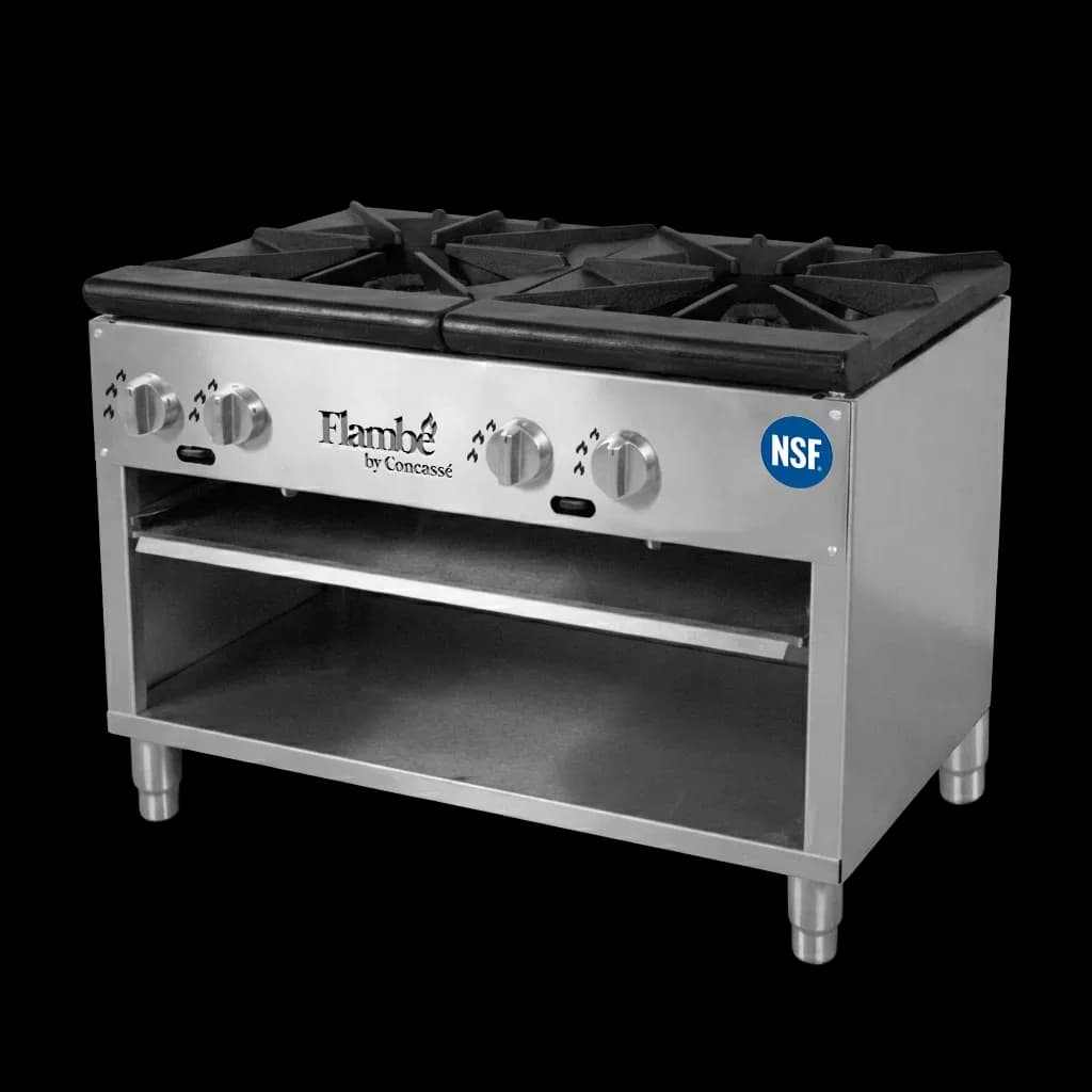 Estufon (fogon) marca flambe AI 2 quemadores 36" 180,000 btus totales, estufon, se vende en caja de 1