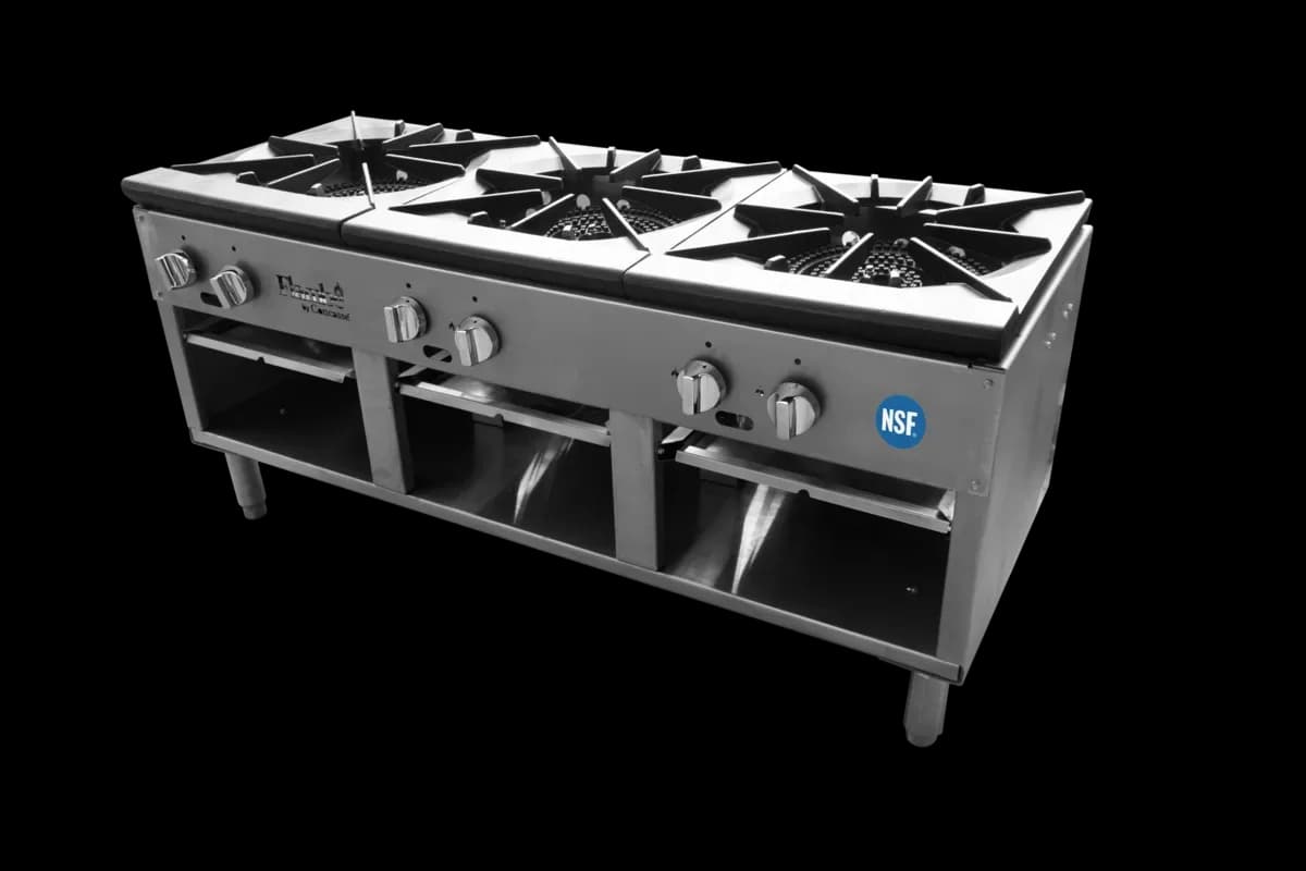 Estufon (fogon) marca flambe AI 3 quemadores 54" 270,000 btus totales, estufon, se vende en caja de 1
