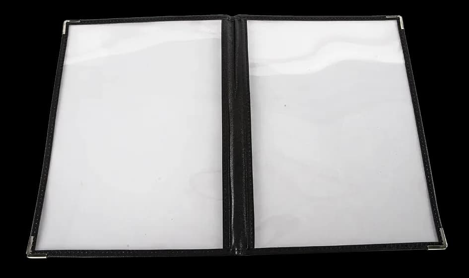 Cubierta de menu A4 doble, cubiertas menu, se vende en caja de 6
