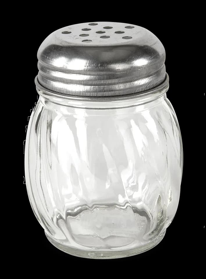Frasco de de vidrio P queso 6 Oz, saleros, se vende en caja de 72