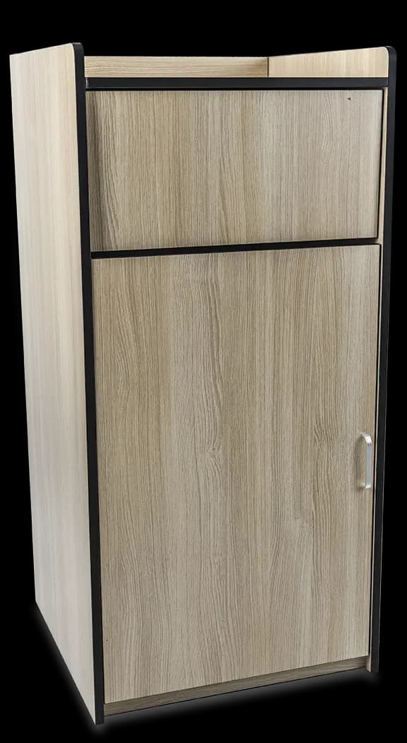 Porta basurero de madera tapa abierta, basurero, se vende en caja de 2
