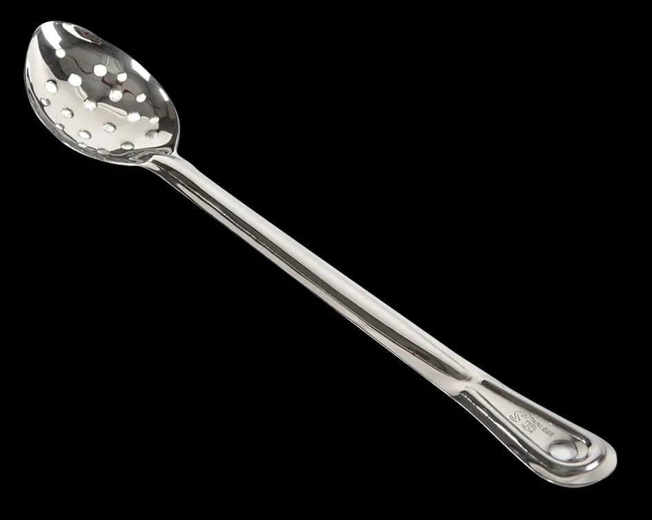 Cuchara para cocinar acero inox 11" perforada, cuchara cocinar, se vende en caja de 12