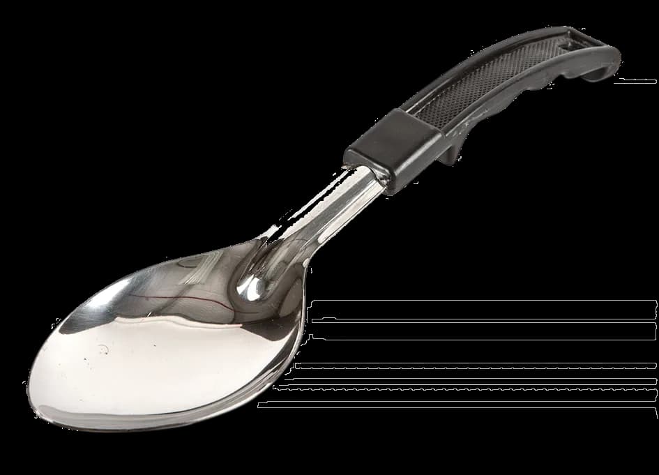 Cuchara para cocinar acero inox mango plástico 11" lisa, cuchara cocinar, se vende en caja de 12