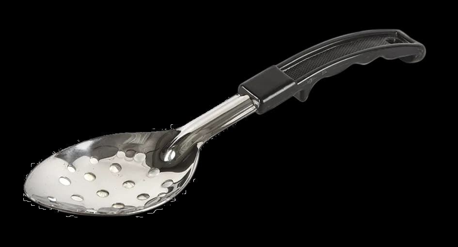 Cuchara para cocinar acero inox mango plástico 11" perforad, cuchara cocinar, se vende en caja de 12