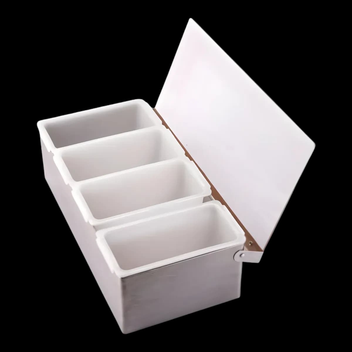 Caja para condimentos 4 compartimientos acero inoxidable, caja condimentos, se vende en caja de 4