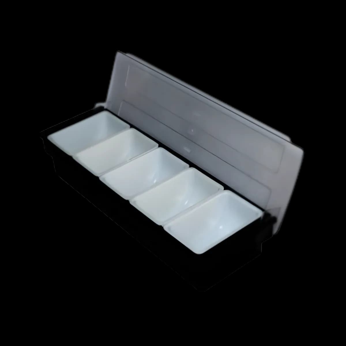 Caja para condimentos 5 compartimientos plástico, caja condimentos, se vende en caja de 6