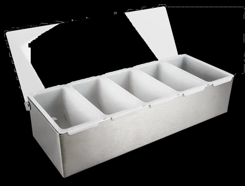 Caja para condimentos 5 compartimientos acero inoxidable, caja condimentos, se vende en caja de 4