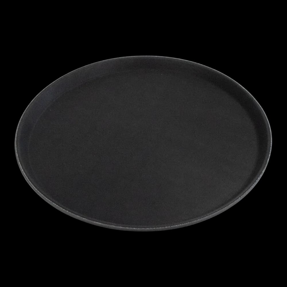 Charola redonda antiderrapante 14" negra, charolas meseros, se vende en caja de 12