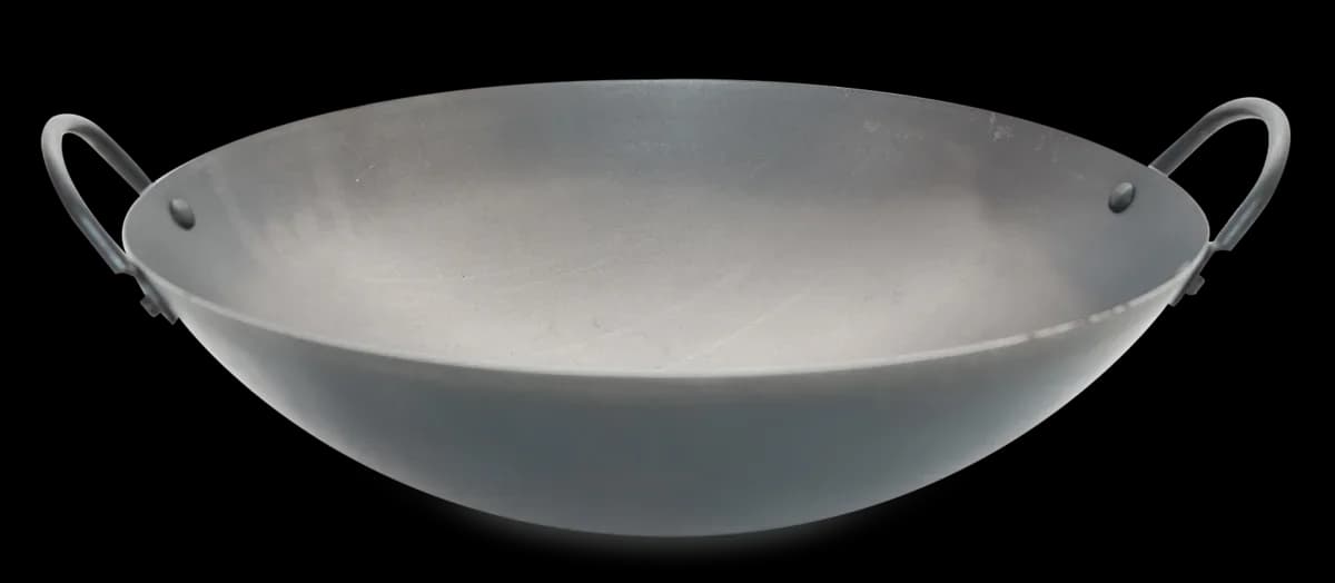 Wok chino acero al carbón 36X10 cms agarradera ambos lados, wok, se vende en caja de 3