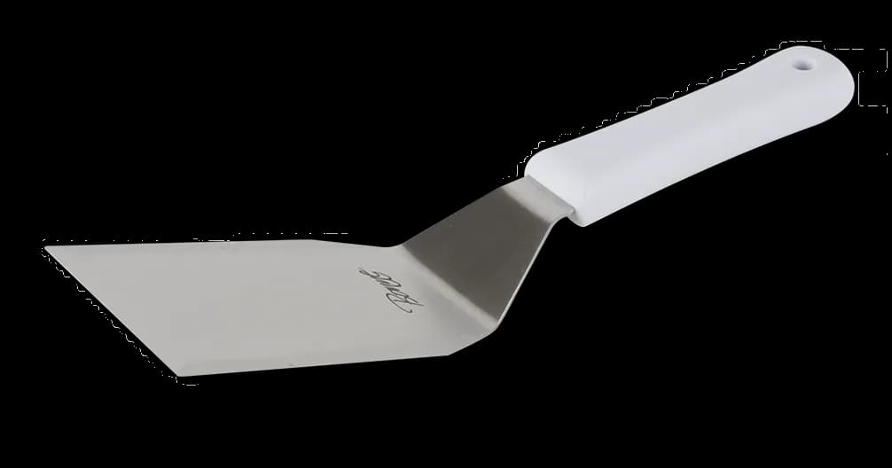 Espátula rectangular pizza 6"X3" mango nylon, color blanco, espatula, se vende en caja de 12