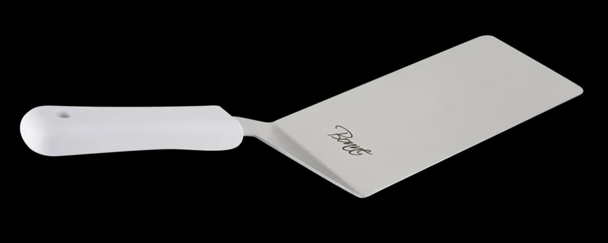 Espátula cuadrada para pizza 5"X 6" mango nylon,color blanco, espatula, se vende en caja de 12