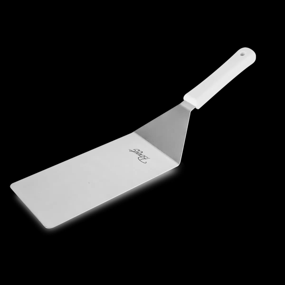 Espátula rectangular 8" X 4" mango nylon, color blanco, espatula, se vende en caja de 12