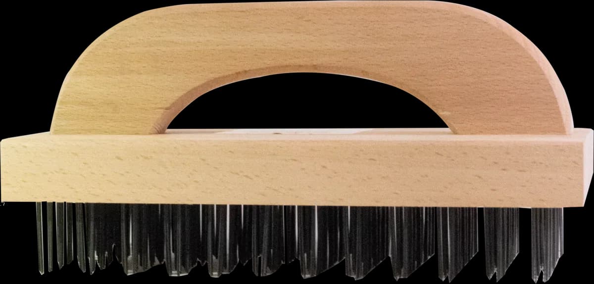 Cepillo limpieza de acero mango madera 9.25"X3.73"X5.5", cepillos, se vende en caja de 12