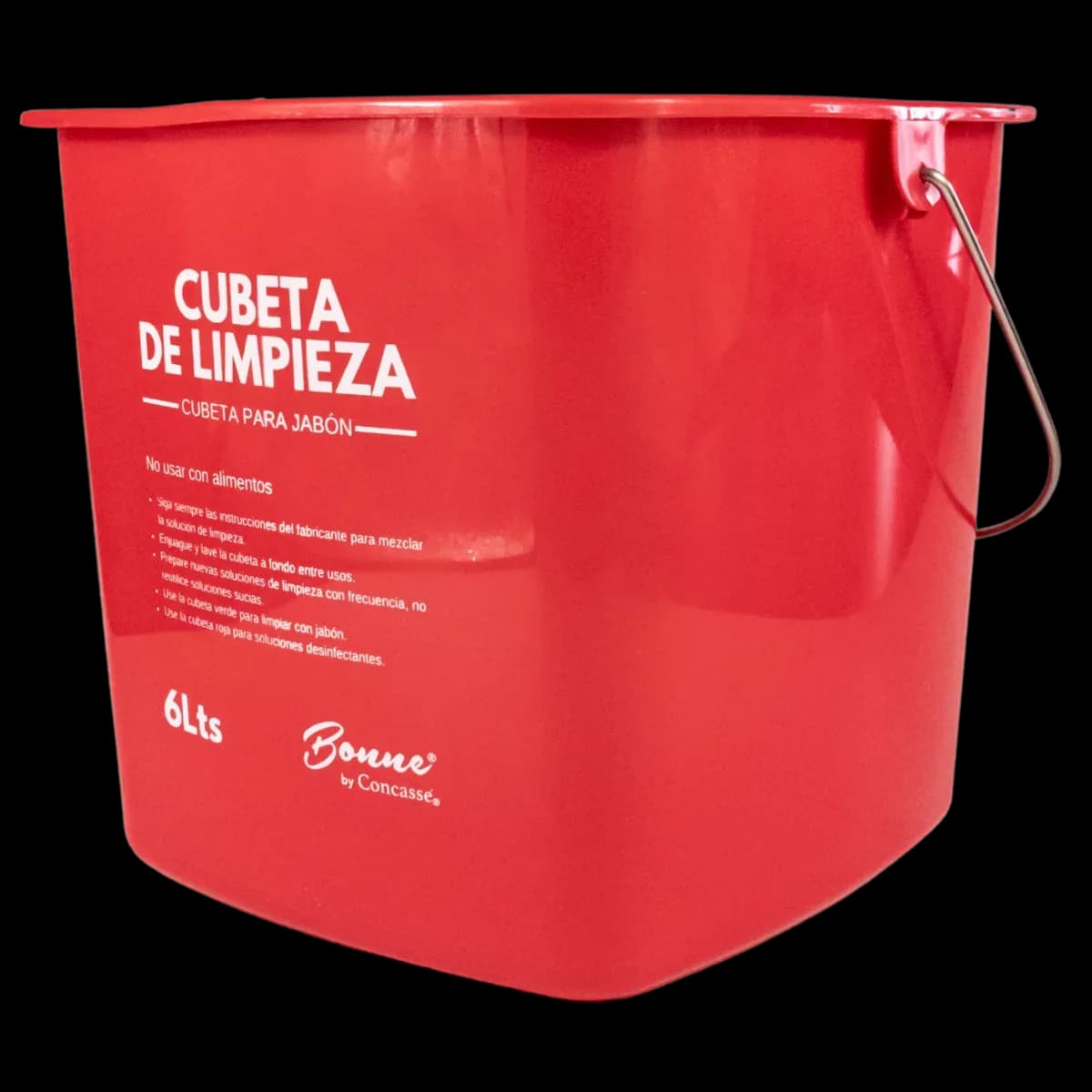 Tina para limpieza color rojo para sanitizante 6L PP "bucket", bucket, se vende en caja de 6