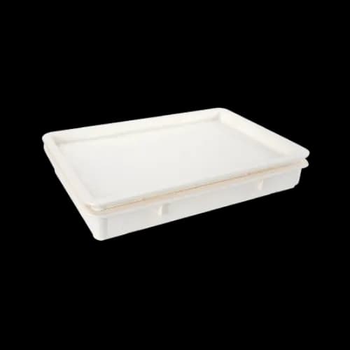 Caja para masa de pizza 25.5X17.5X6" PP apilable, caja masa, se vende en caja de 6