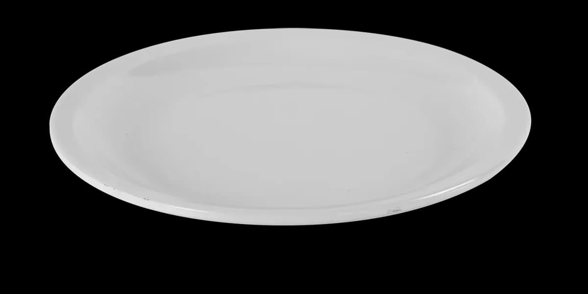 Plato de melamina con diámetro de 22 cms, color blanco, melamina economica, se vende en caja de 96