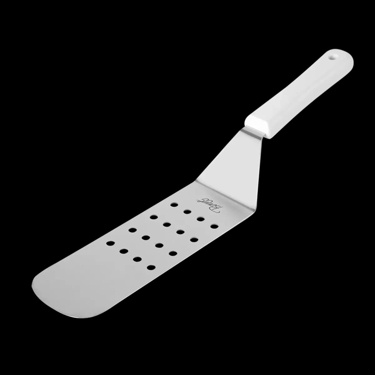 Volteador para pizza perforado (8" X 3") AI, mango nylon, espatulas, se vende en caja de 12