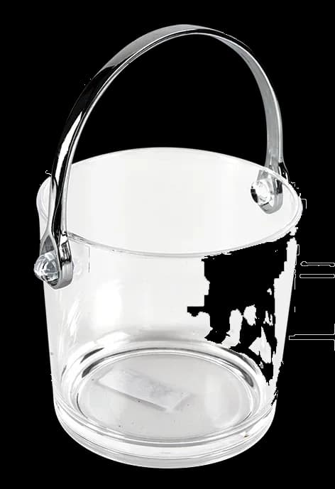 Balde para hielo transparente 1L, baldes, se vende en caja de 6