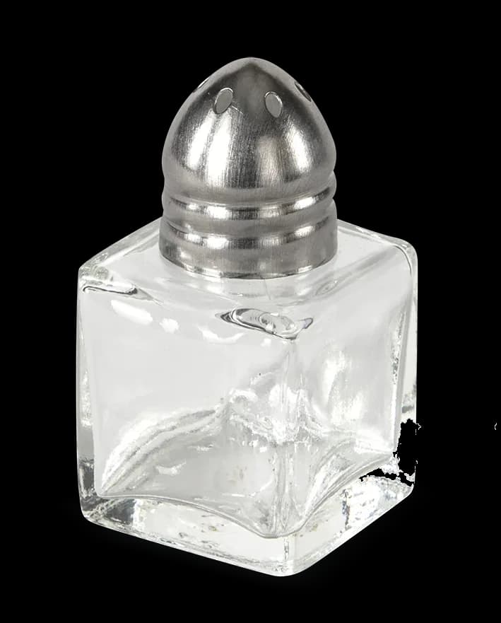 Salero D vidrio cuadrado 0.5 Oz, saleros, se vende en caja de 48