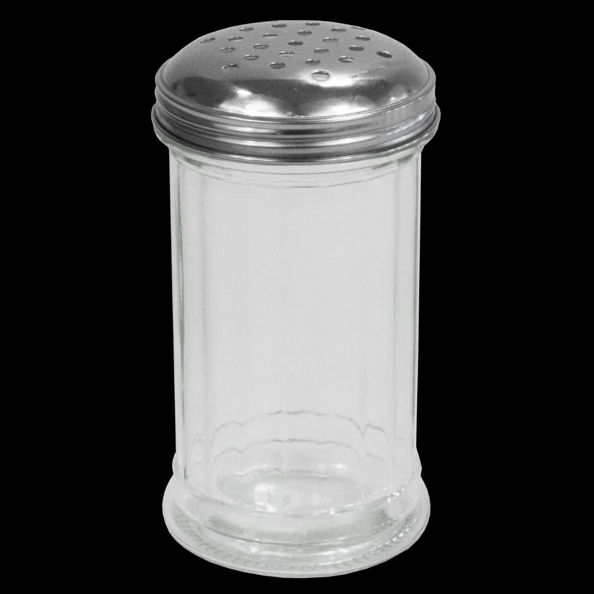 Salero de vidrio tapa plana redonda 12 Oz, saleros, se vende en caja de 24