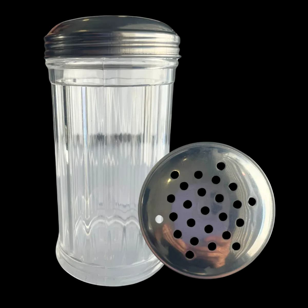 Salero vaso de policarbonato tapa plana AI redonda 12 Oz, saleros, se vende en caja de 12