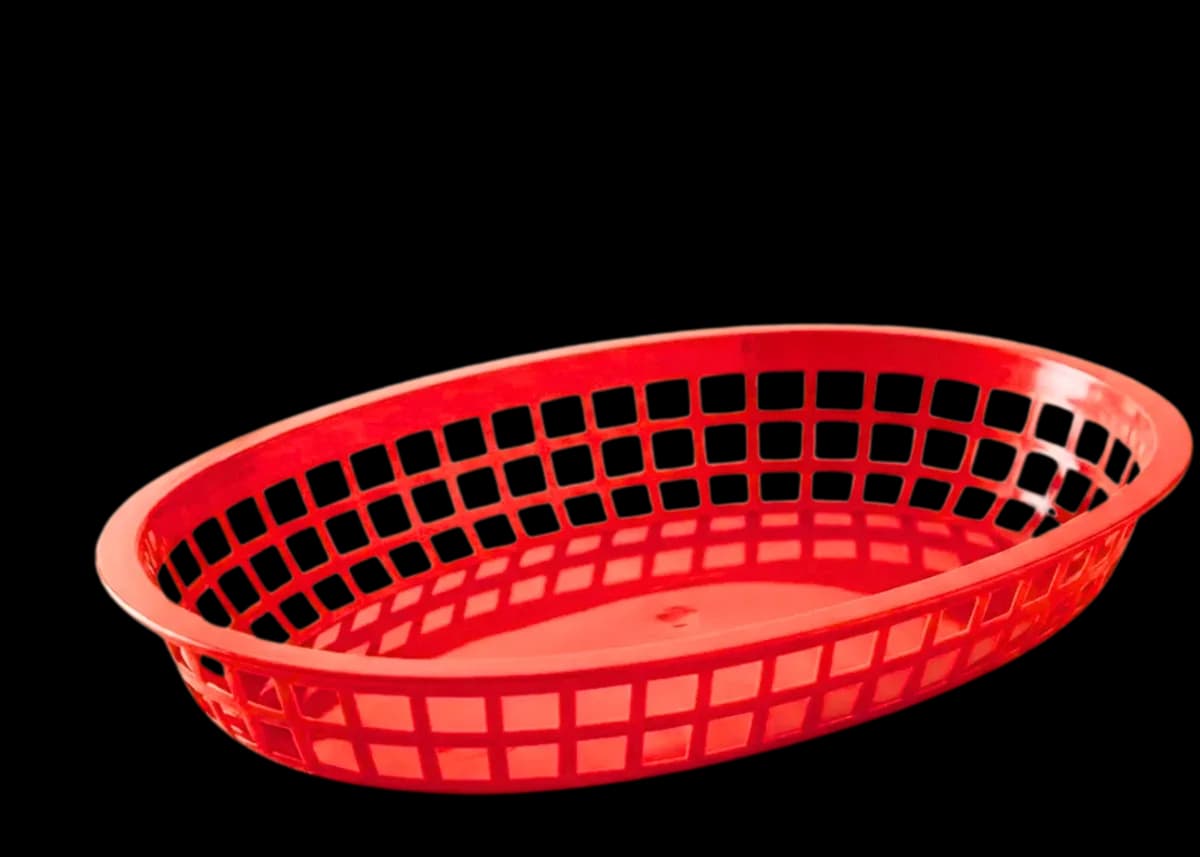 Canasta para centro de mesa grande (11 3/4 X 9 X 1 3/4") rojo, canastillas, se vende en caja de 48
