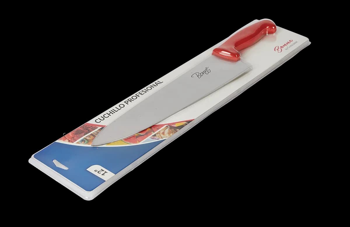 Cuchillo chef 8" rojo, cuchillo chef, se vende en caja de 12