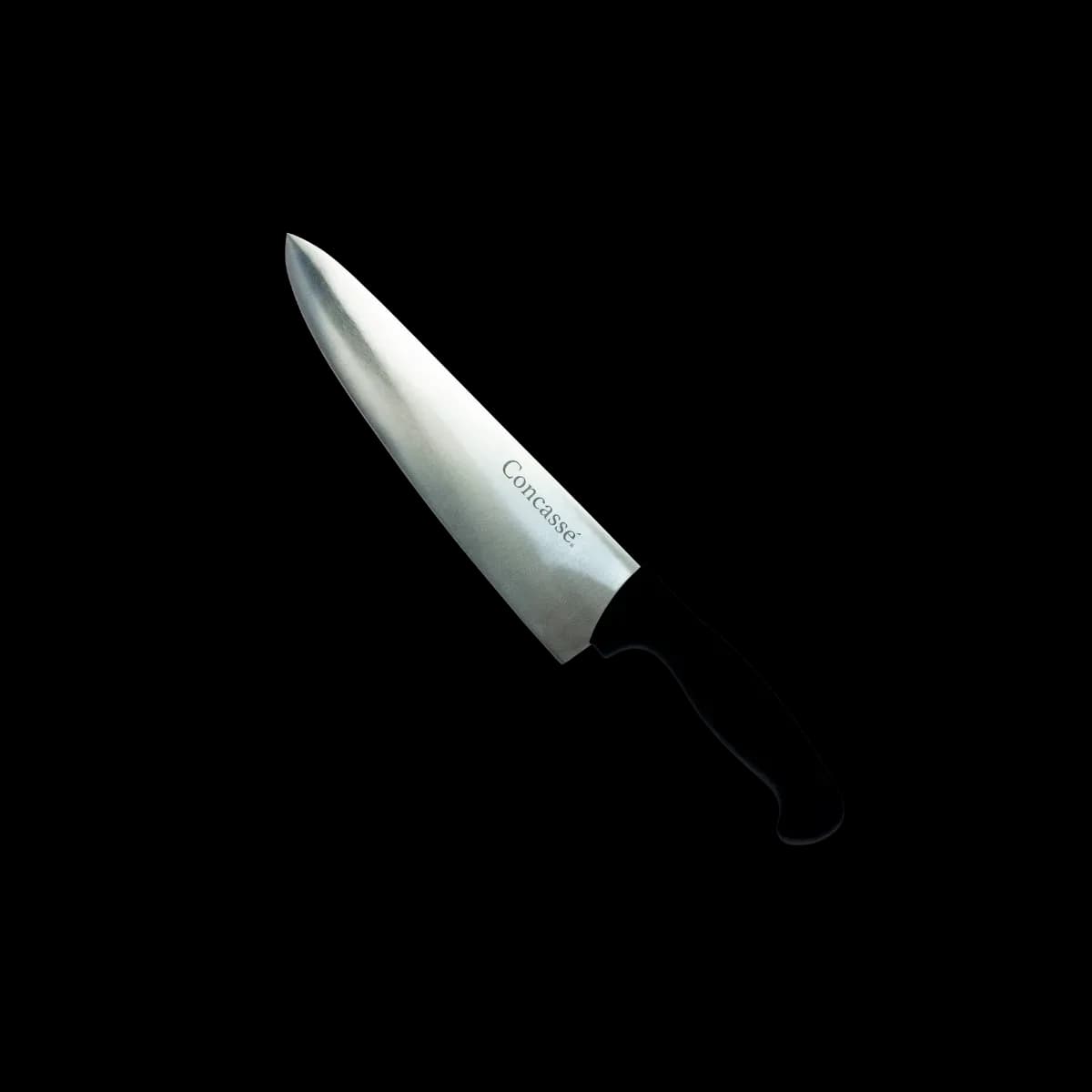 Cuchillo chef premium concasse 8" negro, cuchillo chef, se vende en caja de 12