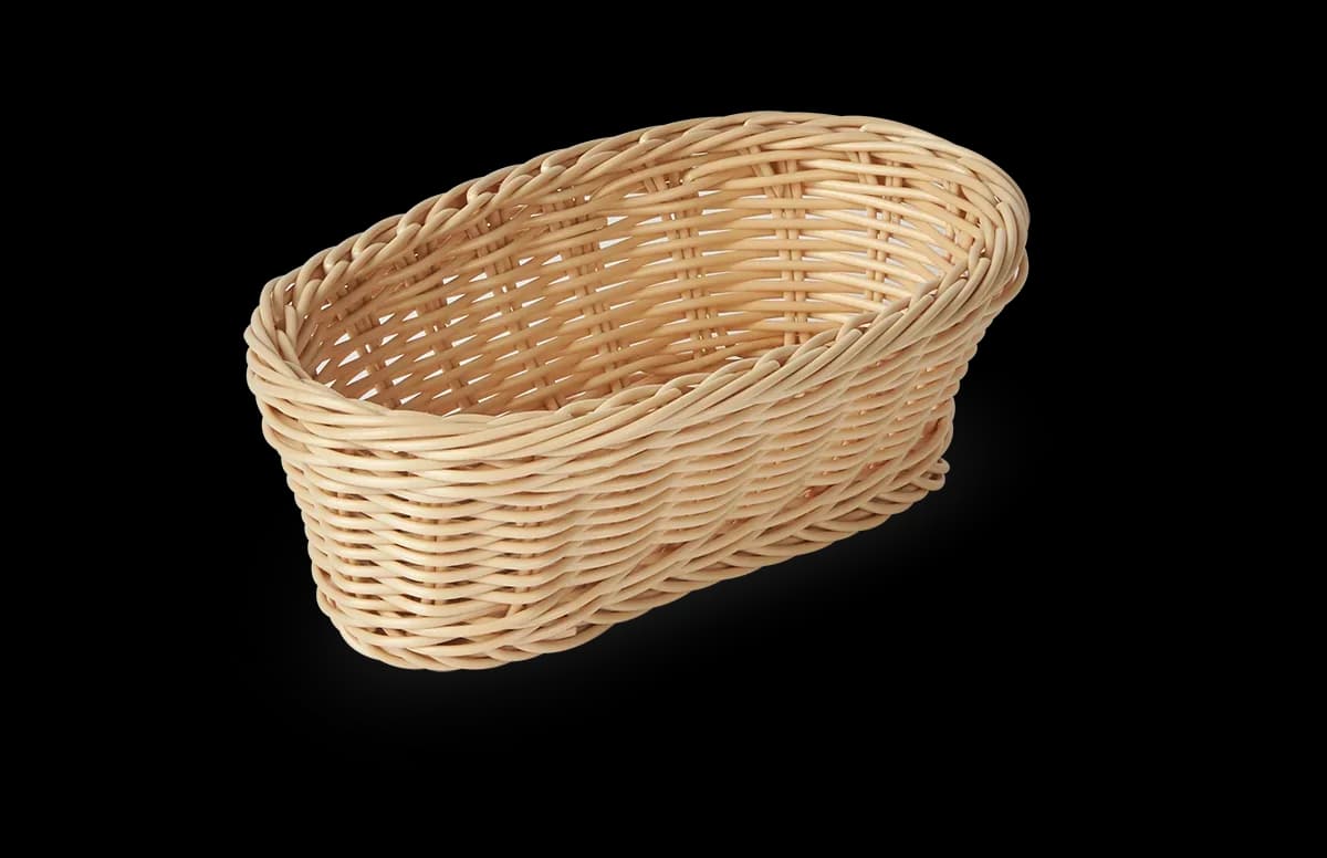 Cesta tejida oval larga, beige ( 9.2" X 4.9" x 3.2"), cestas, se vende en caja de 6