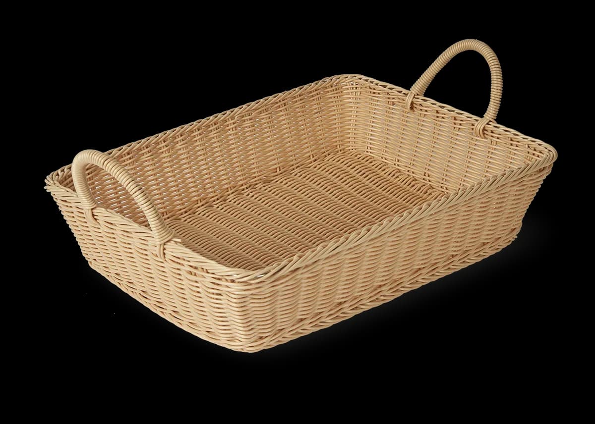 Cesta tejida RECTANGULAR,BEIGE(19 "X 14" X 4")CON oreja, cestas, se vende en caja de 6