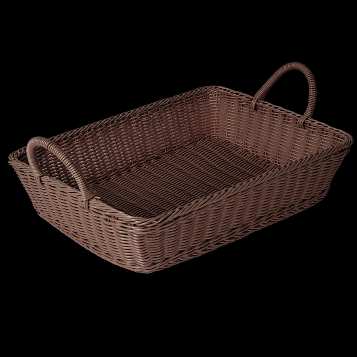 Cesta tejida RECTANGULAR:CAFE(19" X 14" X 4")CON oreja, cestas, se vende en caja de 6