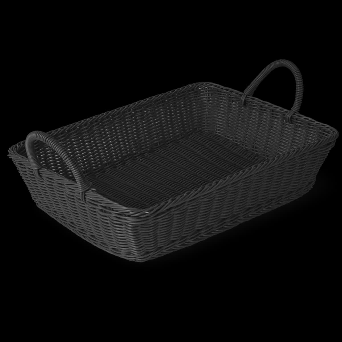 Cesta tejida rectangular NEGRO(19" X 14" X 4")CON oreja, cestas, se vende en caja de 6