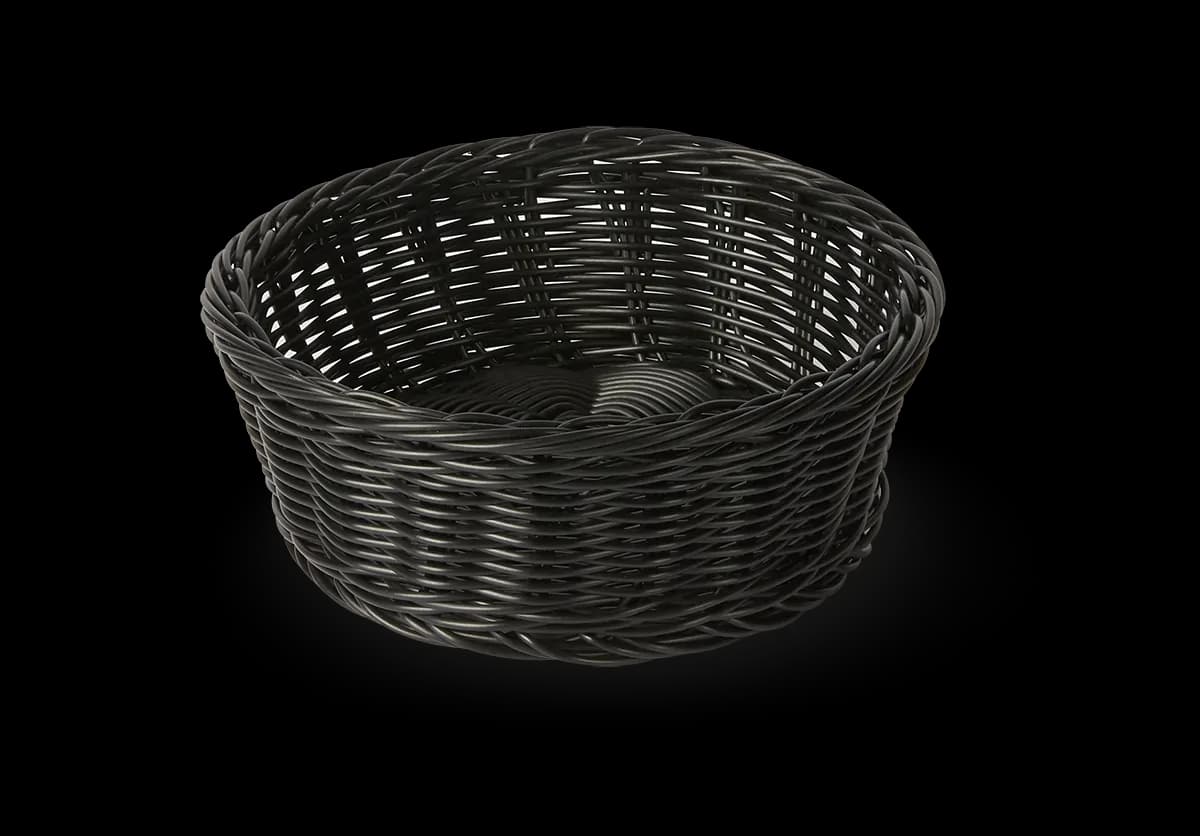 Cesta tejida redonda, negro (8.3" X 3.1"), cestas, se vende en caja de 6