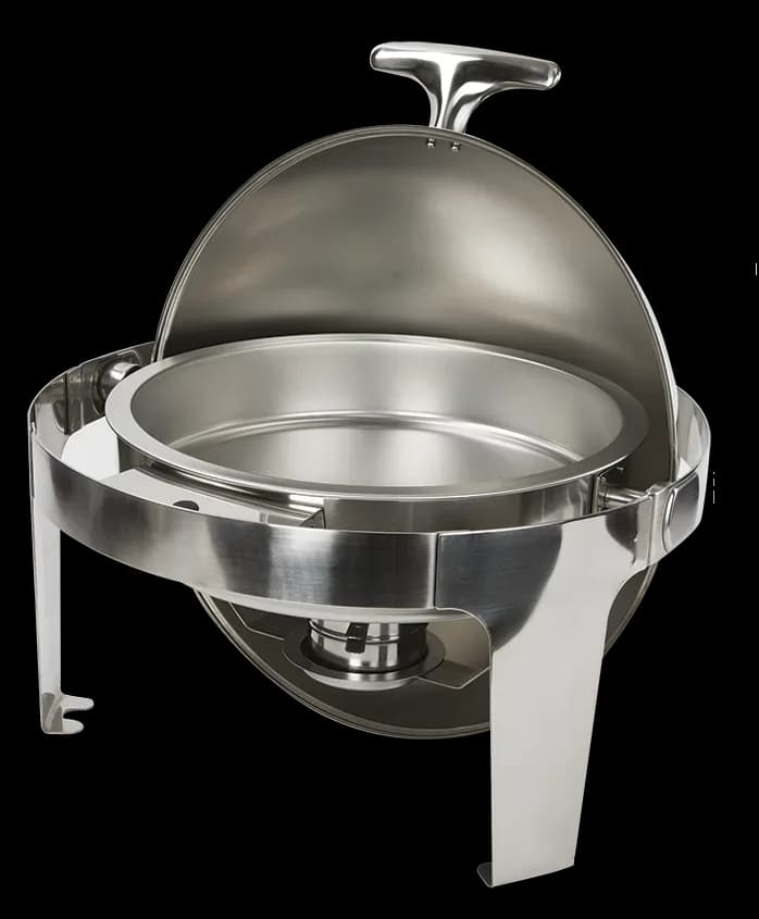 Chafer redondo plateado linea económica, chafers economico, se vende en caja de 1