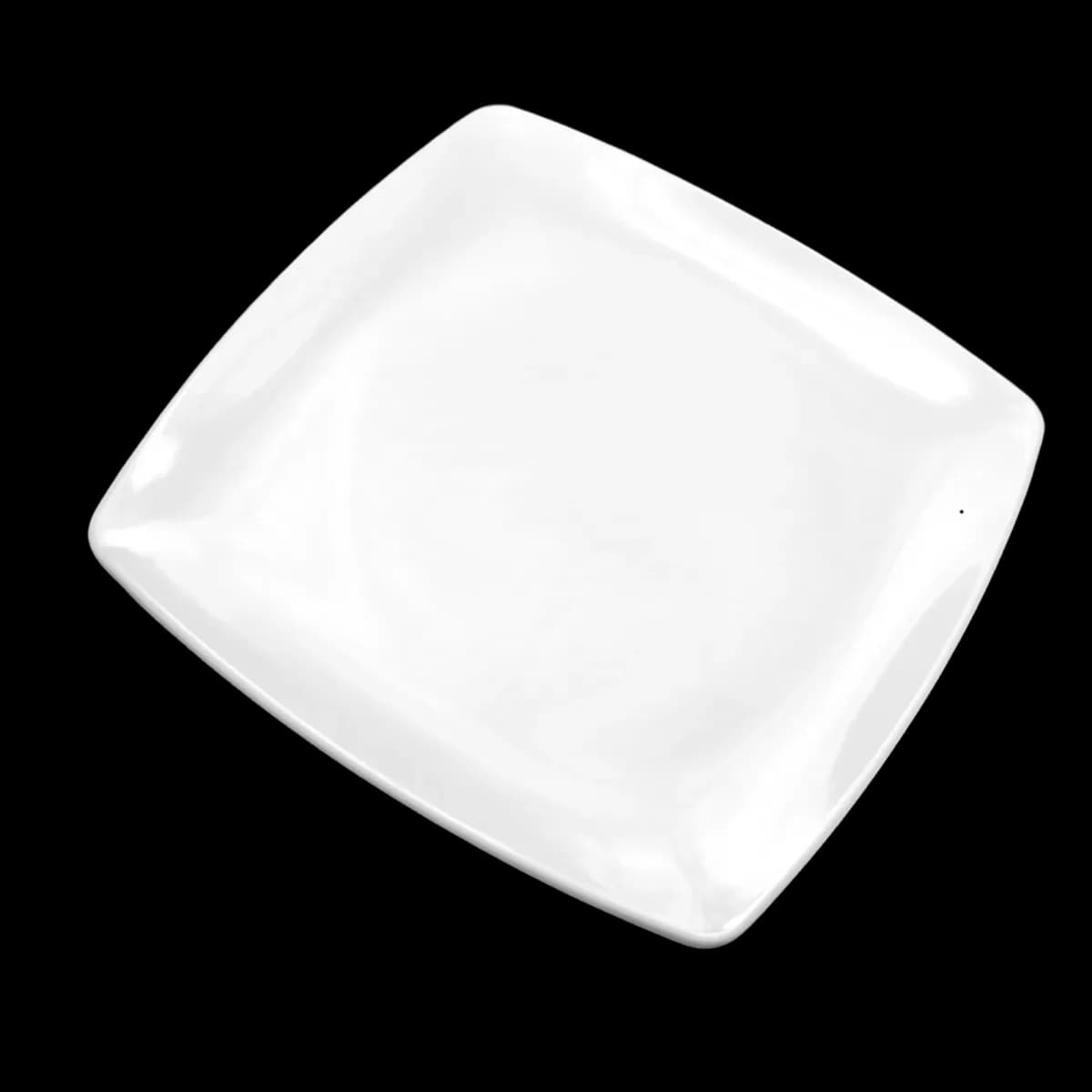 Plato de melamina cudrado 21*2CM, premium blanco, melamina lujo, se vende en caja de 72