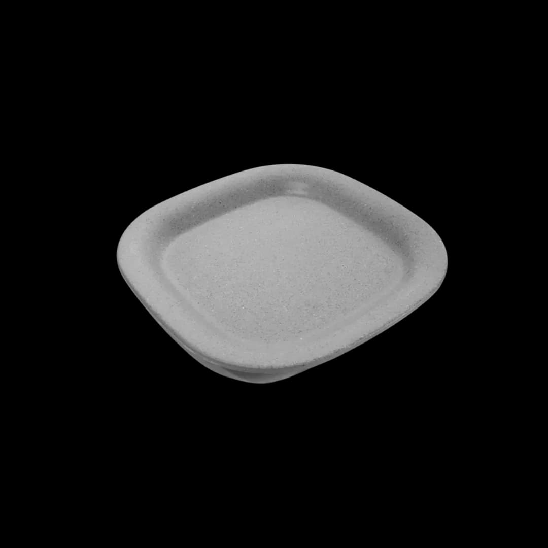 Plato de melamina cuadrado rim de 20.32*2CM, premium gris, melamina lujo, se vende en caja de 60