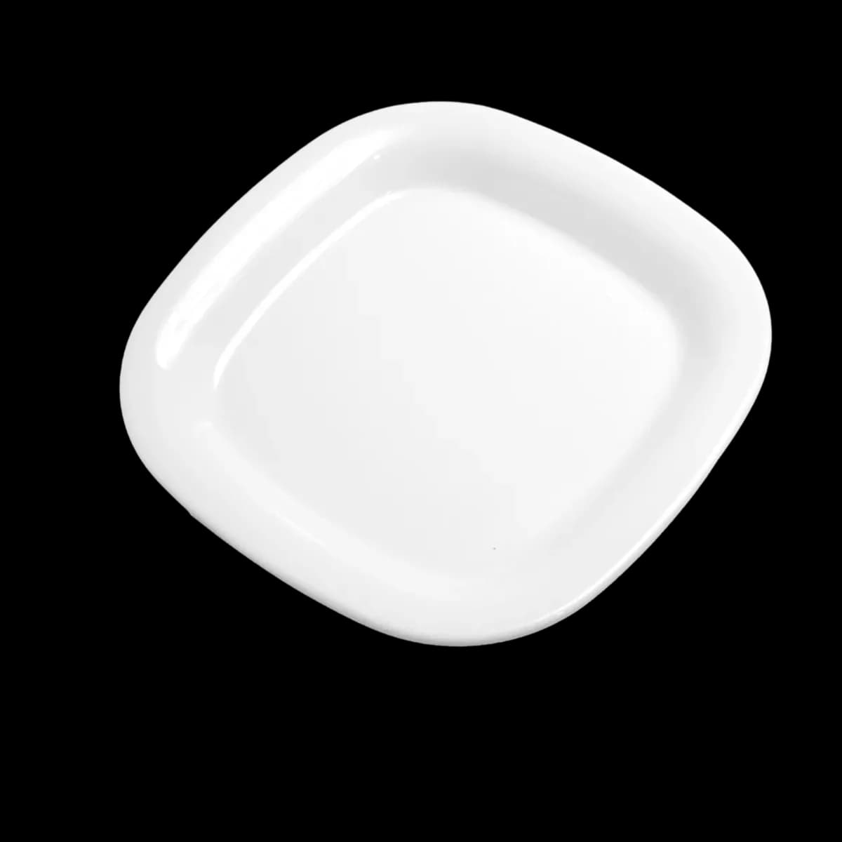 Plato de melamina cudrado rim de 25.9*2CM, premium blanco, melamina lujo, se vende en caja de 48