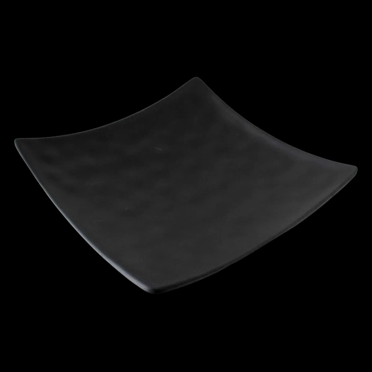 Plato cuadrado 22 cms melamina negro corrugado, melamina lujo, se vende en caja de 36