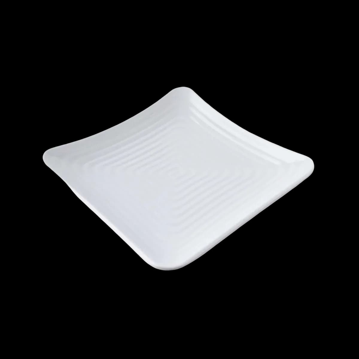 Plato square con relieve 19 CM de melamina blanca, melamina lujo, se vende en caja de 48
