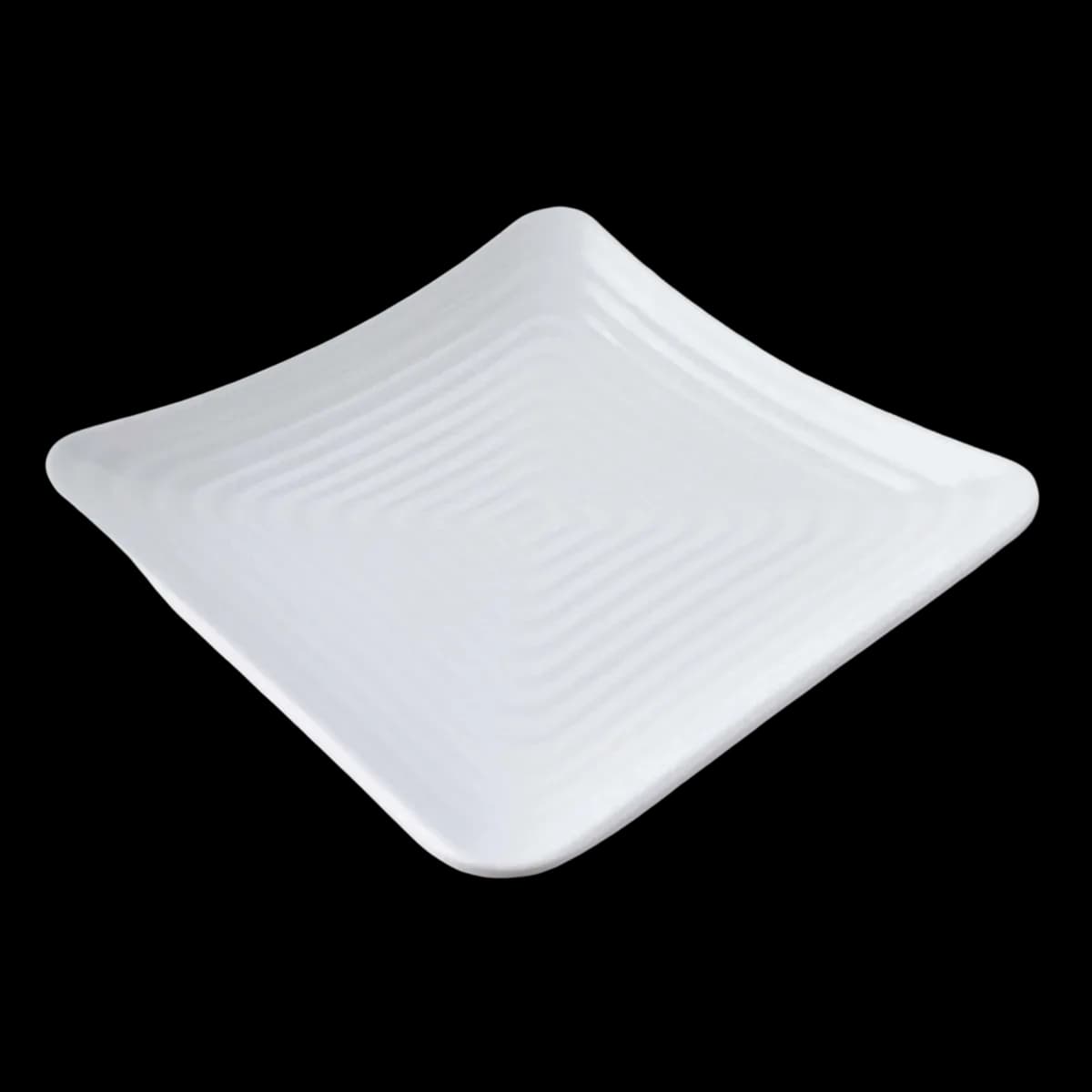 Plato square con relieve 27 CM de melamina blanca, melamina lujo, se vende en caja de 24
