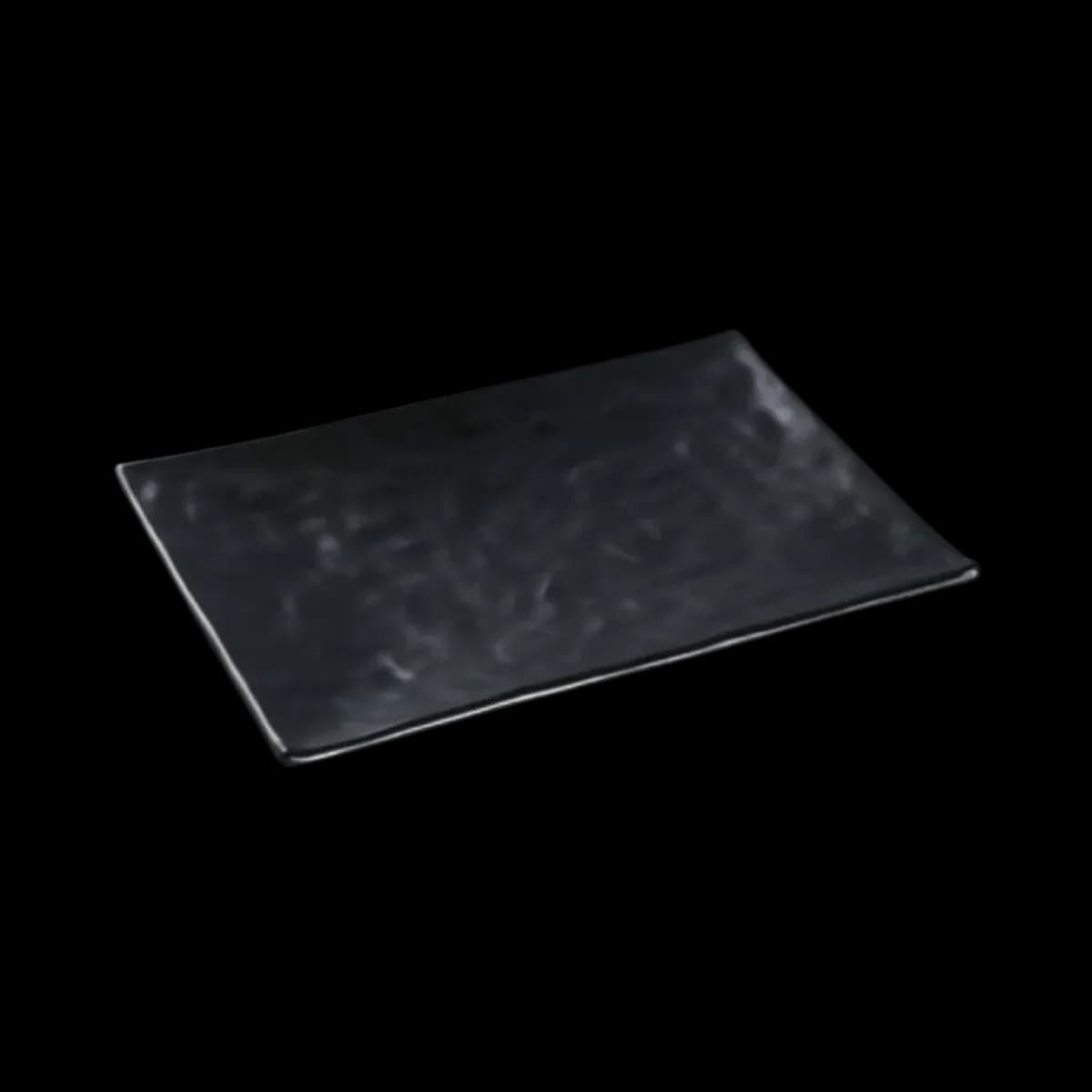 Plato rectangular 20 CM melamina negro corrugado, melamina lujo, se vende en caja de 72