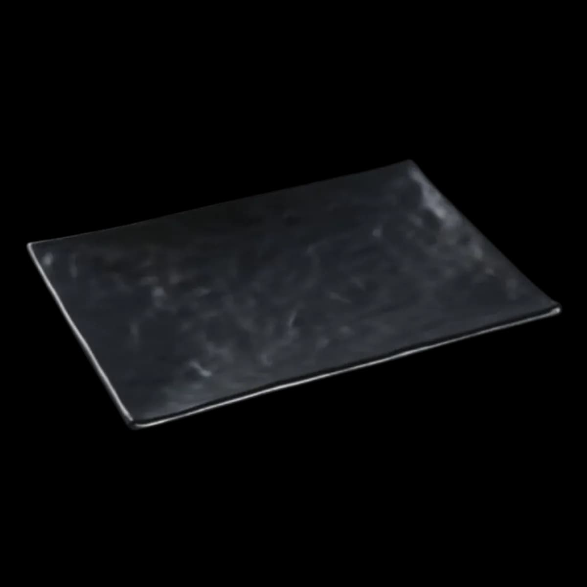 Plato rectangular 25 CM melamina negro corrugado, melamina lujo, se vende en caja de 48