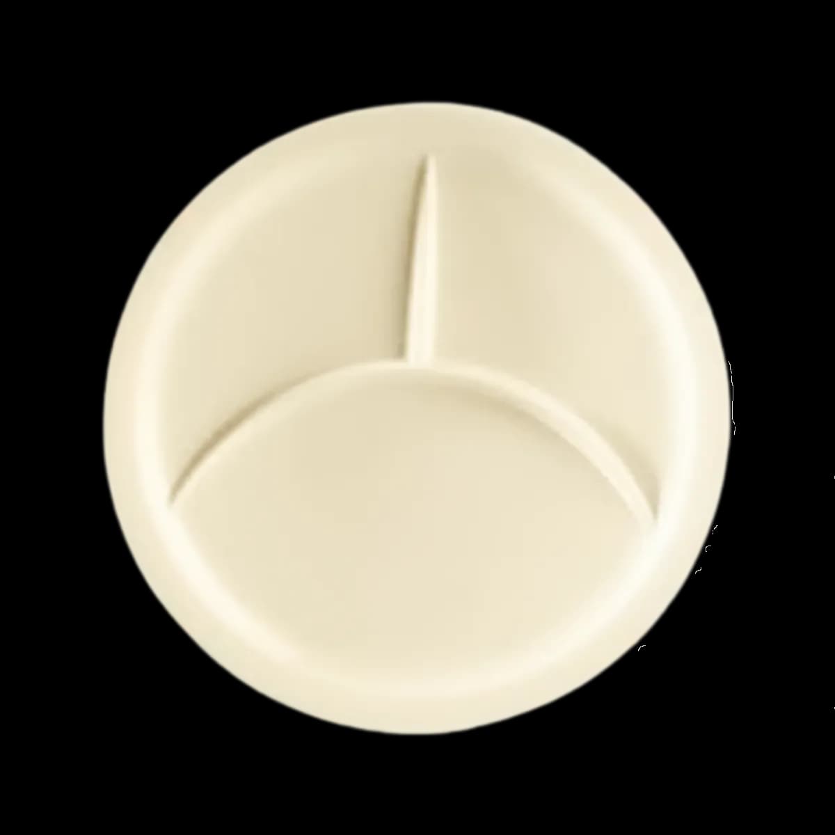 Plato redondo 3 divisiones melamina beige, melamina economica, se vende en caja de 72