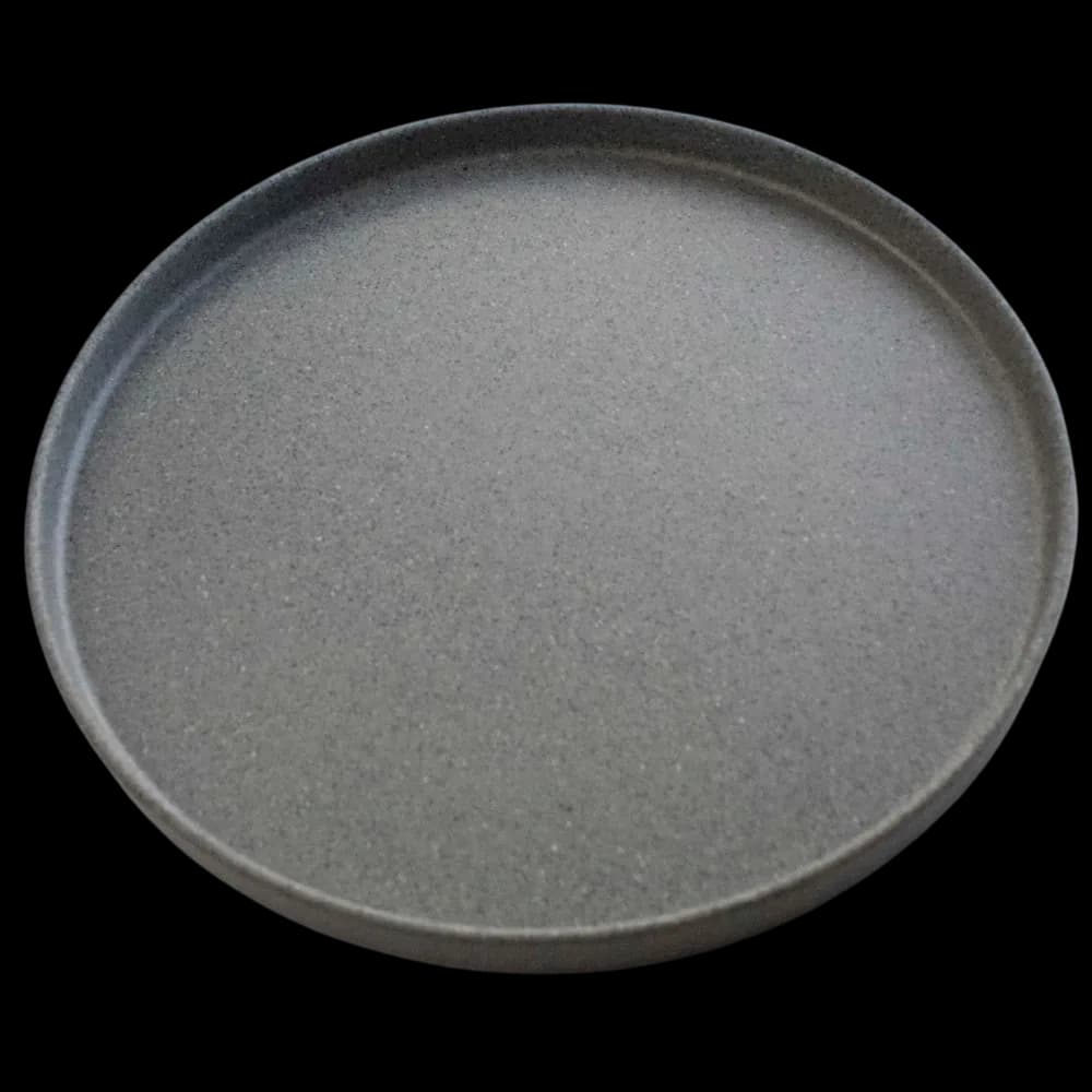 Barcelona plato 27 CM melamina gray granite, melamina lujo, se vende en caja de 24