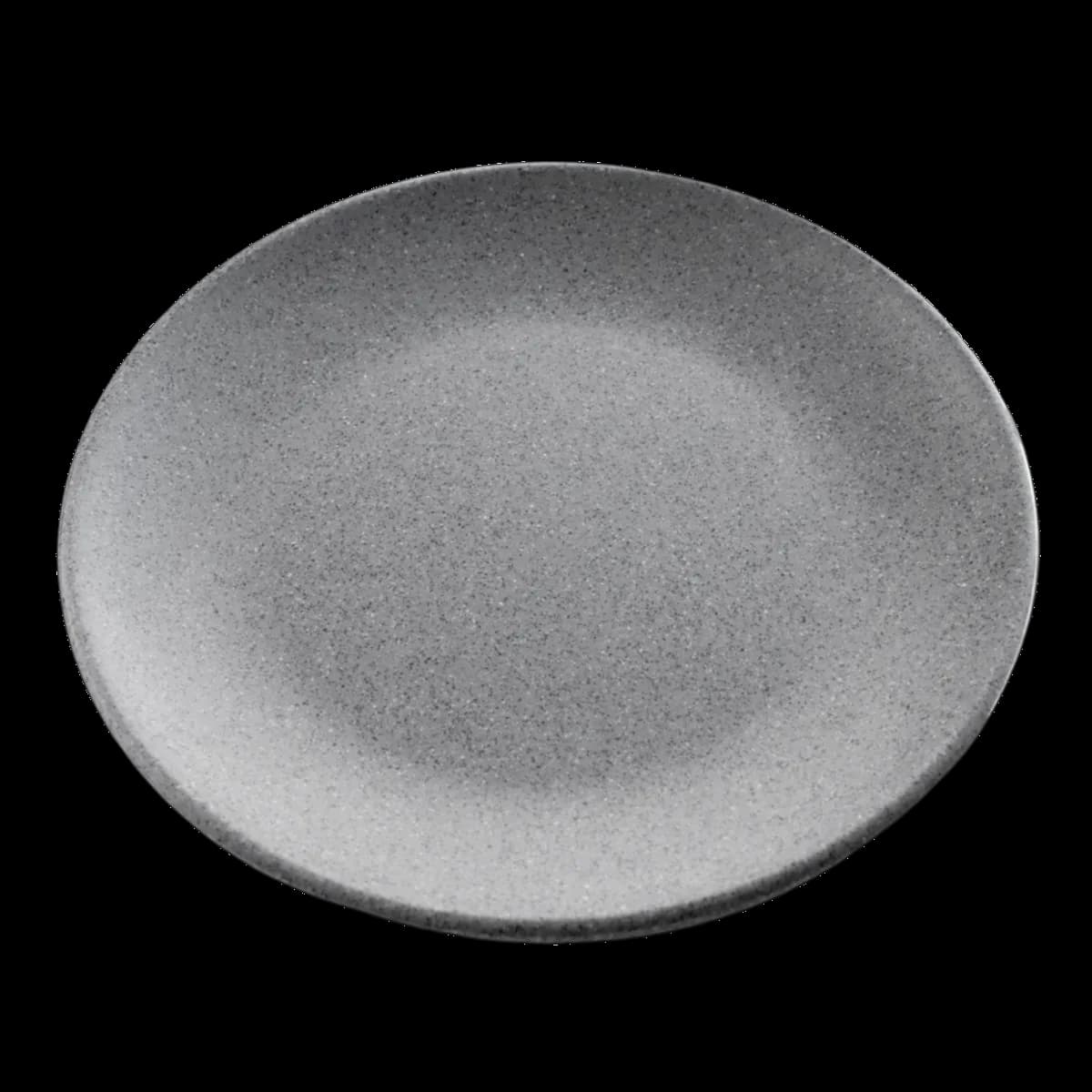 Plato trinche cup 10.5" melamina gray granite, melamina lujo, se vende en caja de 36