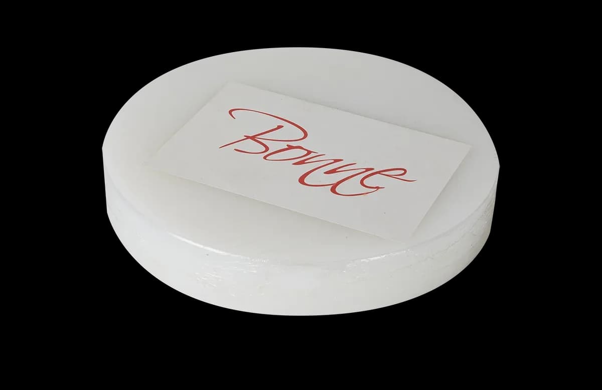 Tabla de corte redonda blanca, 12" diámetro 2" espesor, tabla de corte, se vende en caja de 2