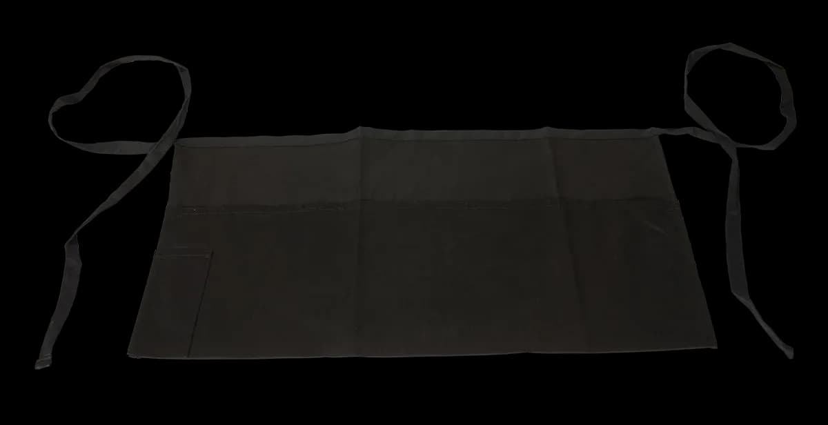 Delantal corto A cintura c/bolsa 57 X 31 cms color negro, mandiles, se vende en caja de 12