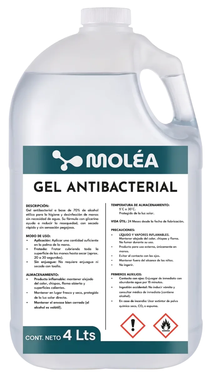 Gel antibacterial, quimicos limpieza, se vende en caja de 3