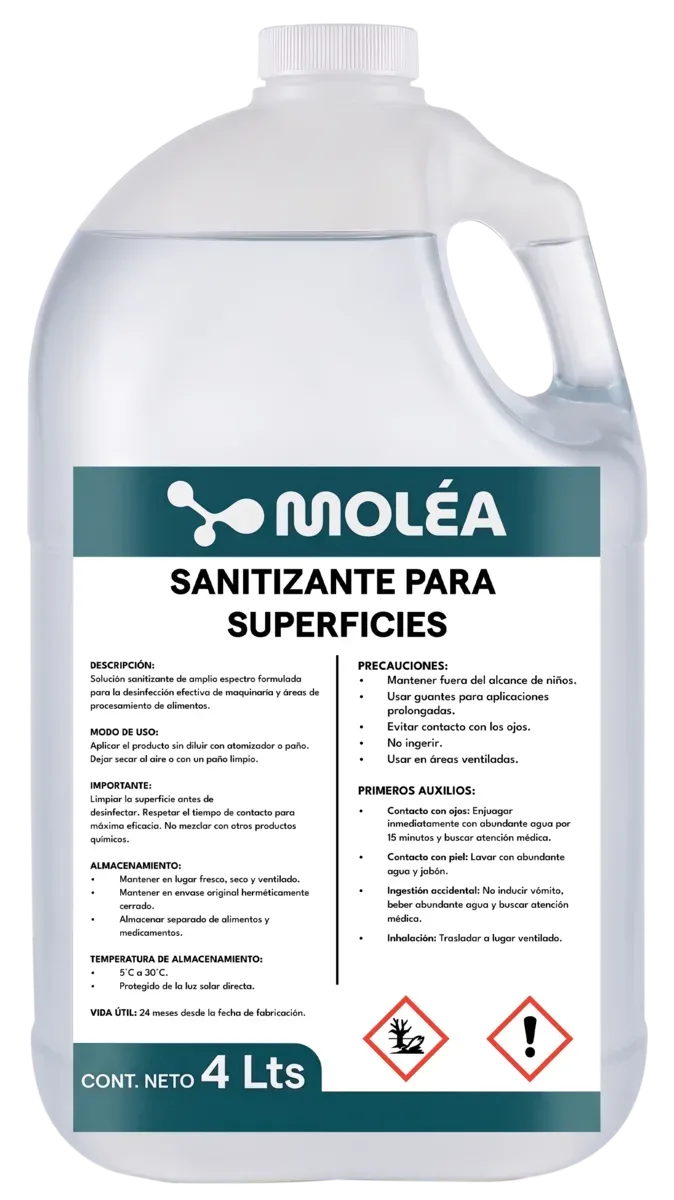 Sanitizante superficies, quimicos limpieza, se vende en caja de 3